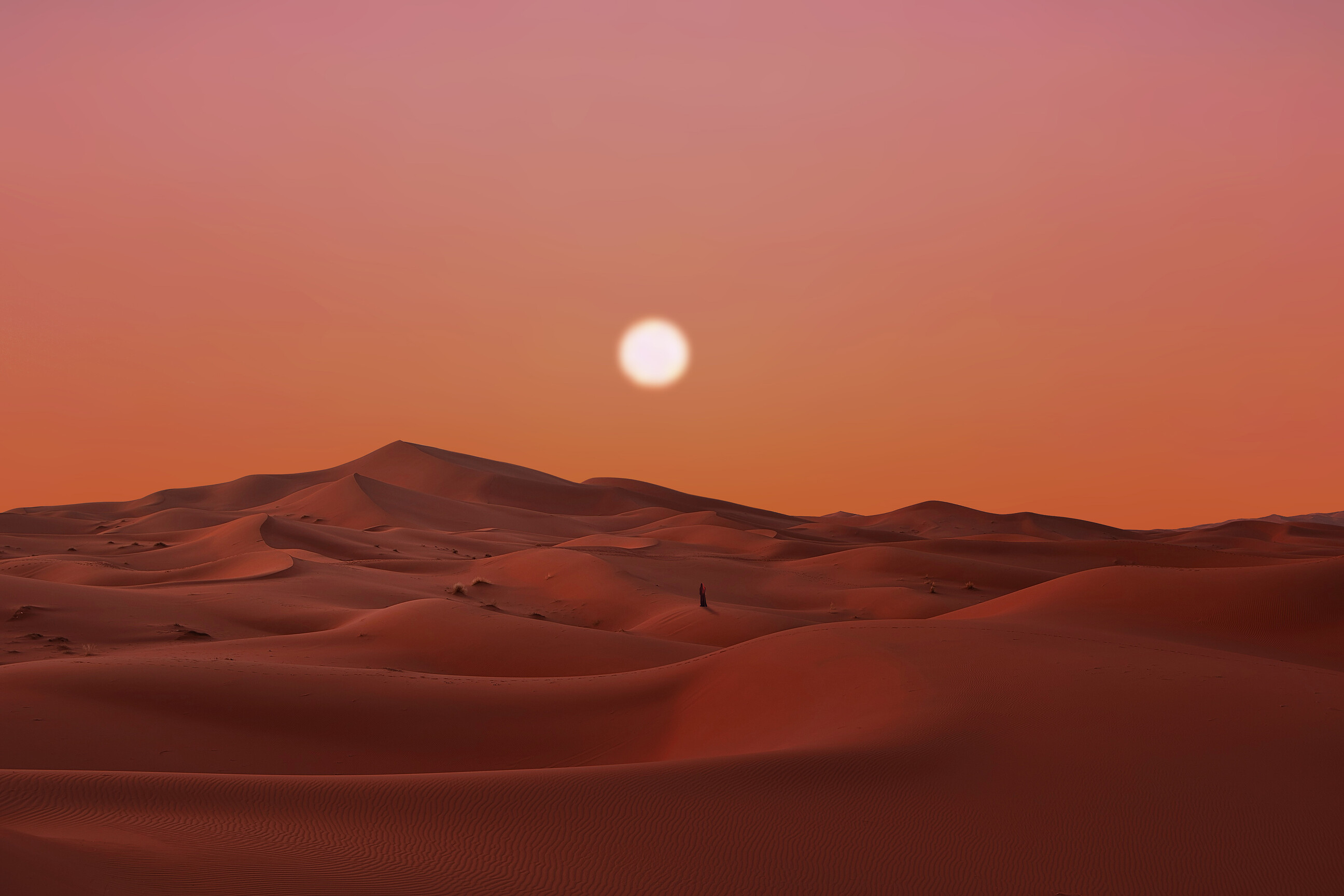 desert with red sun