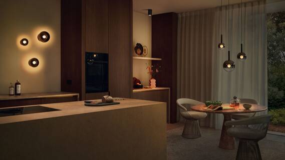 Occhio luna parete sospeso cloud 3 illumintation kitchen and dining area