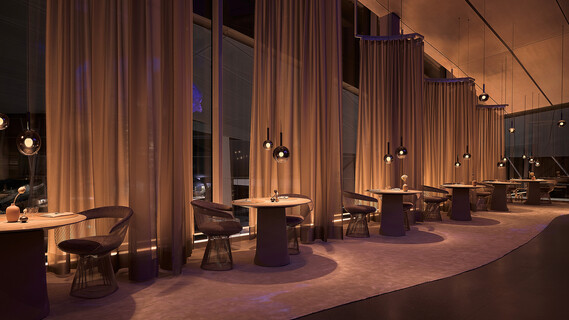 Occhio Luna sospeso Leuchten über diversen Esstisch-Situationen