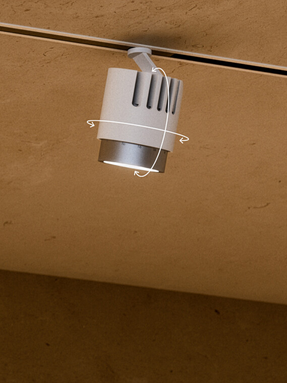 Occhio lui pico pro power spot luminaire in commercial space 3d movability