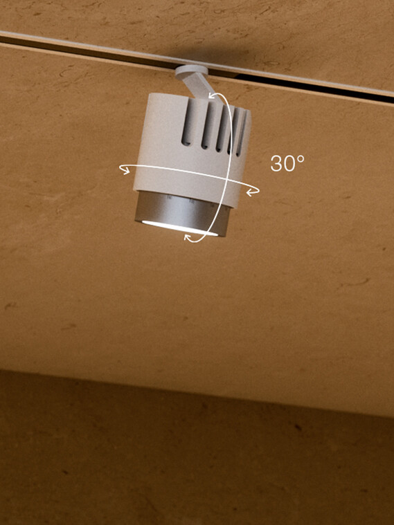 Occhio lui pico pro power spot luminaire in commercial space 3d movability