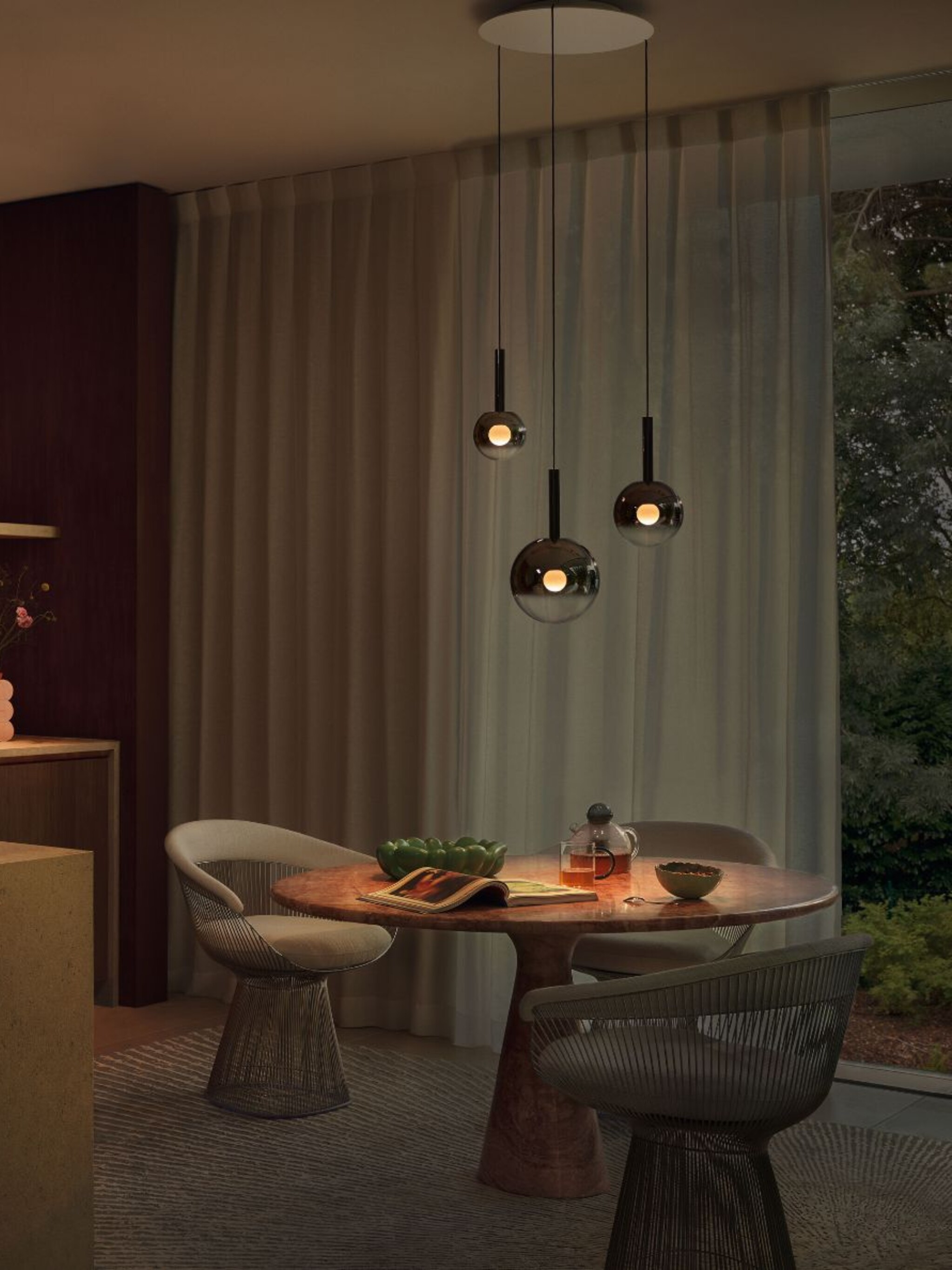 Luna cloud 3 pendant defining the dining zone