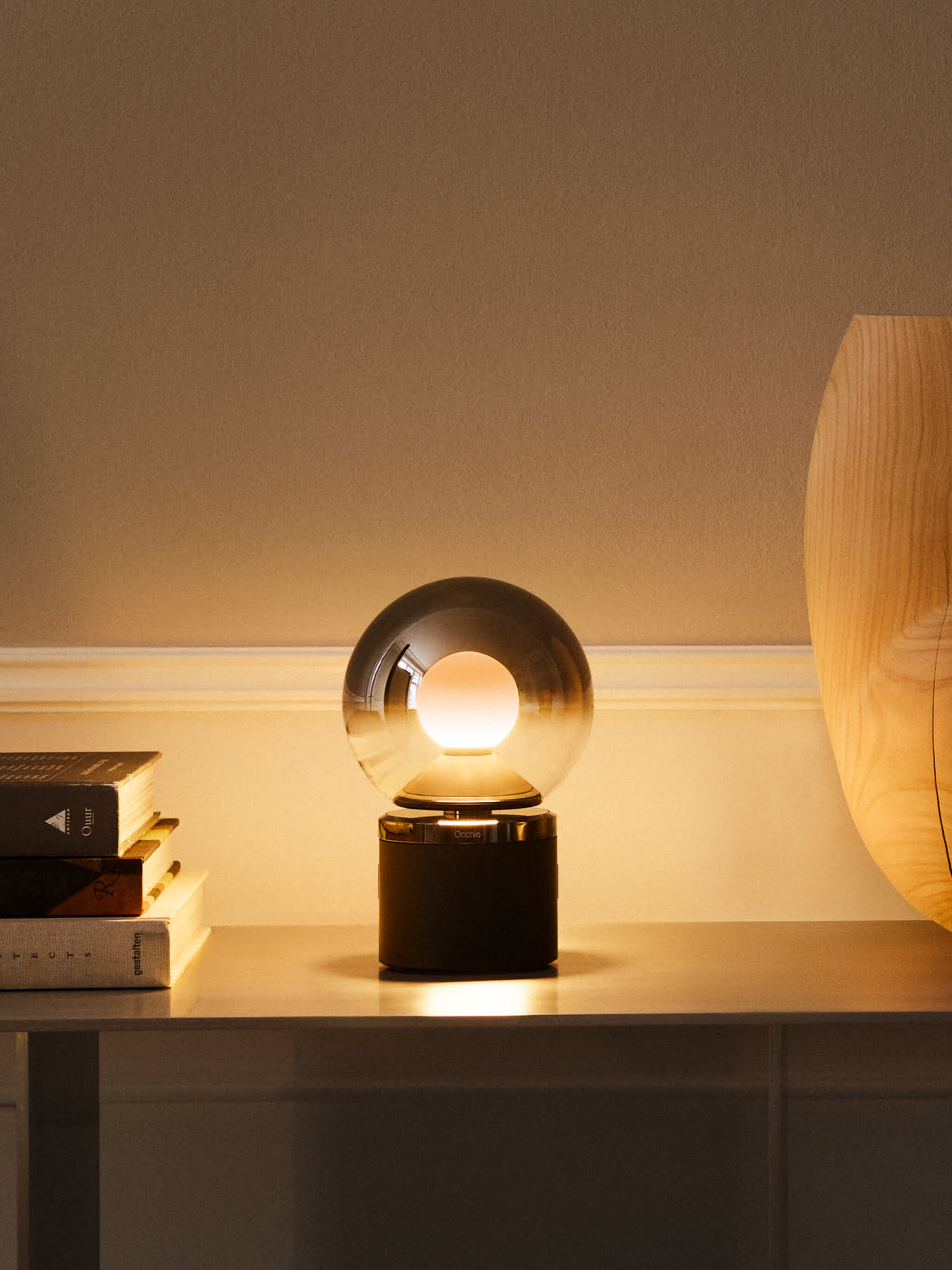 Luna pura wireless luminaire on sideboard in hallway