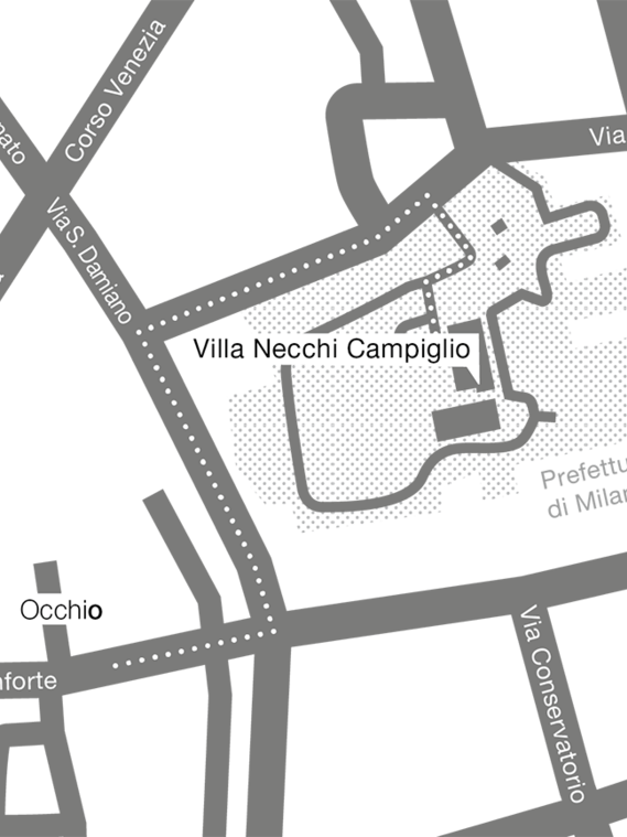 Wegbeschreibung Occhio store Villa Necchi