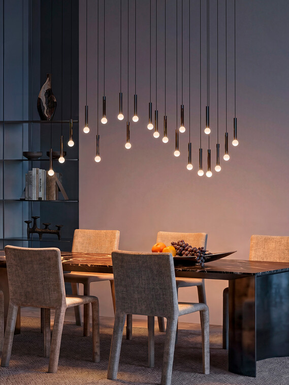 Occhio Coro moon wave luminaire skulpture design luminaire construction over lonny entrance table