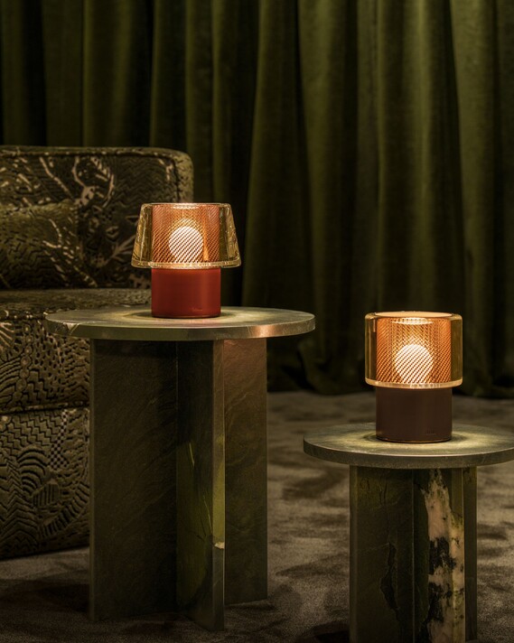 Era lusso Tischleuchte grüner Samt