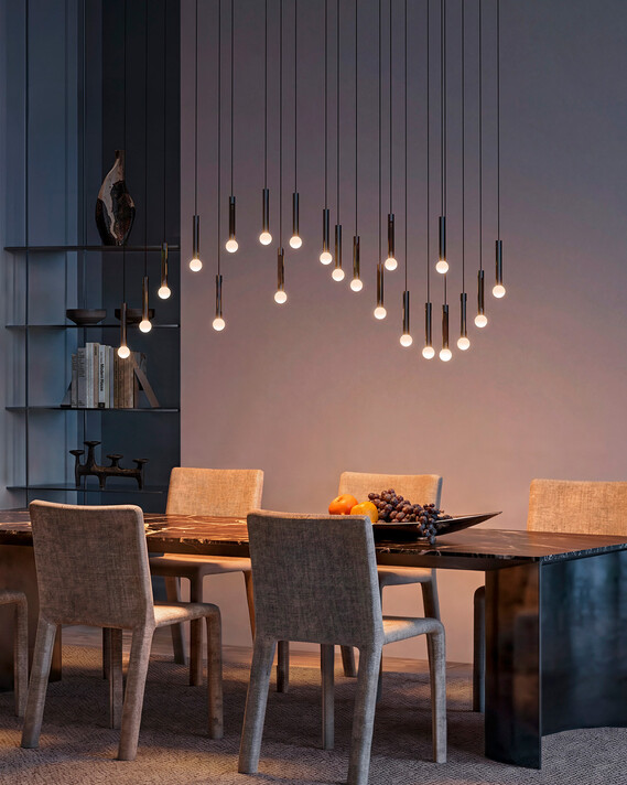 Occhio Coro moon wave luminaire skulpture design luminaire construction over lonny entrance table