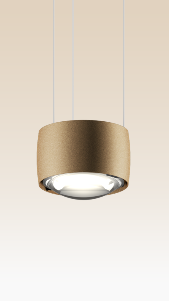 Occhio Sento sospeos pendant luminaire on beige backround